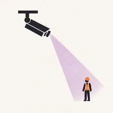 Illustration : une caméra fixée au plafond filme un opérateur casqué.