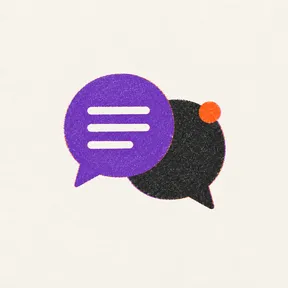 Illustration : deux bulles de discussion superposées, dont une remplie de lignes de texte.